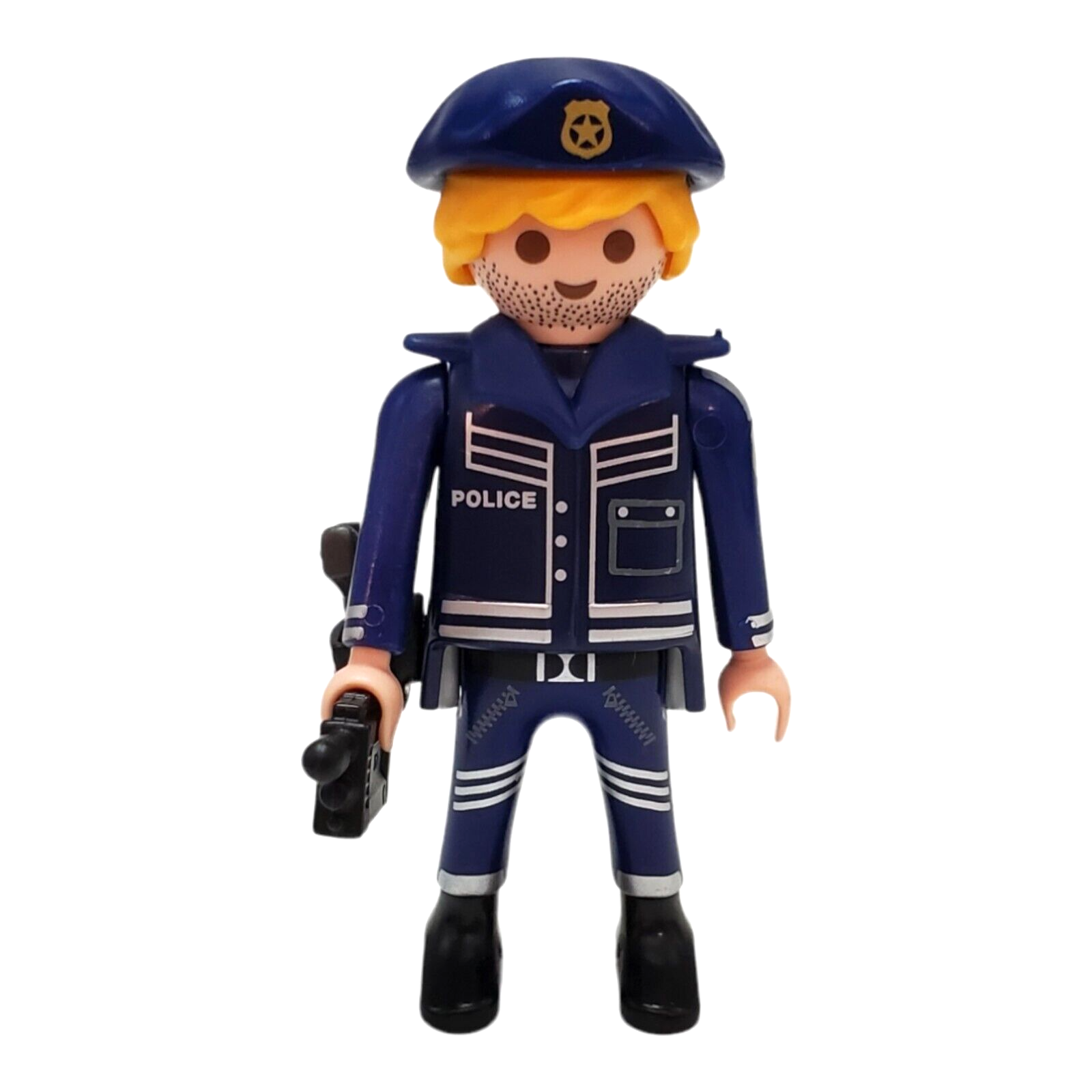 Playmobil Police Officer Beard Blue Walkie Talkie Pistol Figure