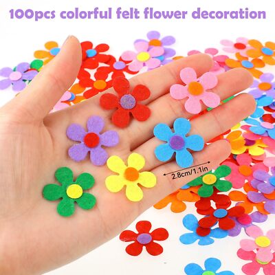 salbsever 100 Pcs Felt Flowers for Crafts Felt Flower Kit 2.8cm/1.1inch Fabri...