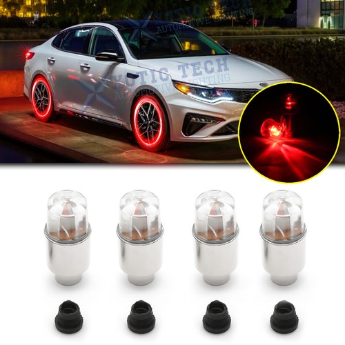 For Kia Optima Sporty Racing Red LED Wheel Tyre Tire Air Valve Stem Flash Light