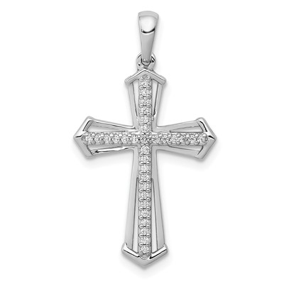 Avariah 14k White Gold 1/8ct. Diamond Passion Cross Pendant - 29mm