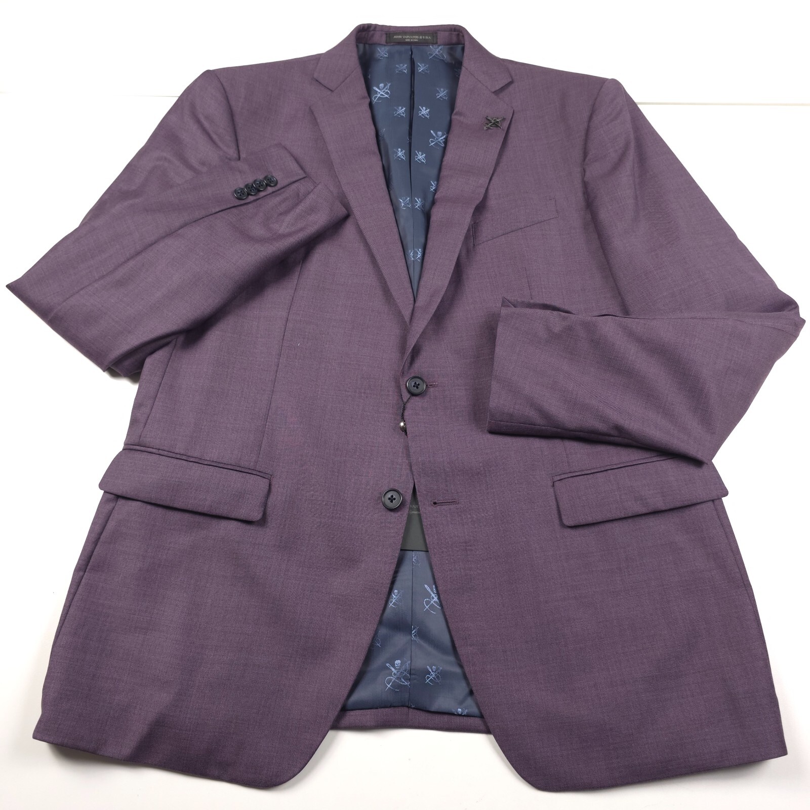 Pre-owned John Varvatos Bleecker Purple Sharkskin Slim Fit Blazer Suit Jacket Mens 42r