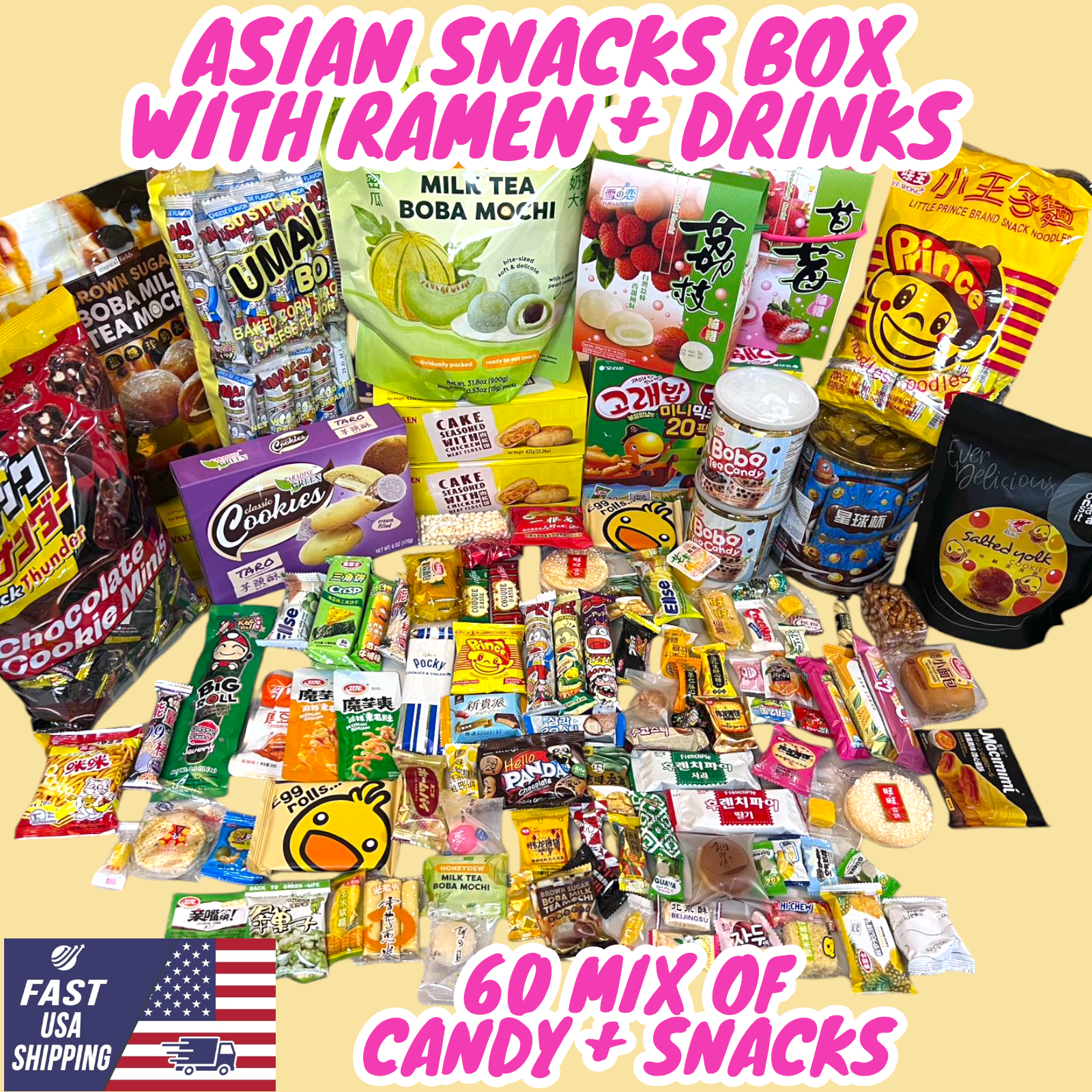 Free Priority 60 Pieces With Drink Japanese Korean Asian Snacks | SNACK SAMPLERS