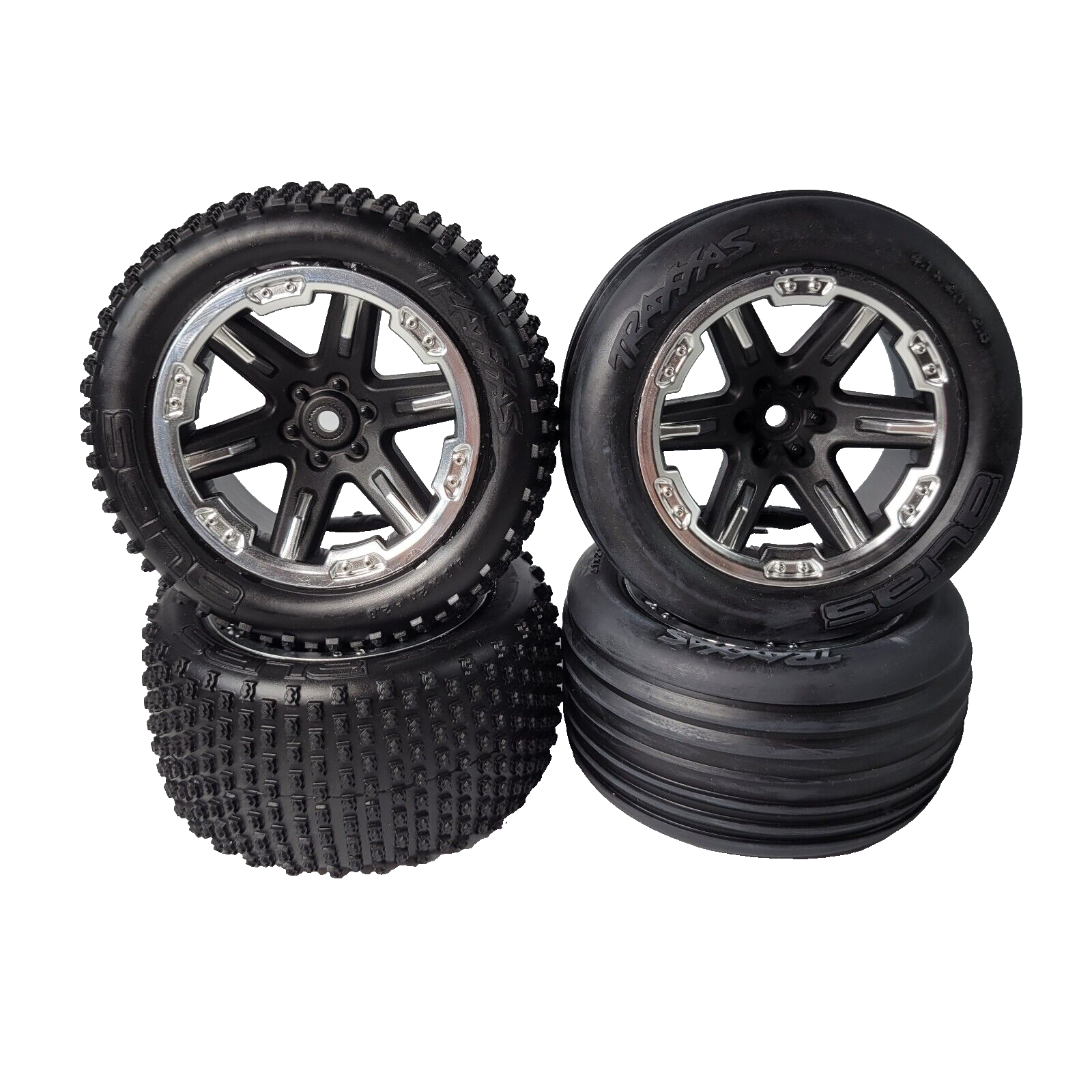 Fits Traxxas Rustler XL-5 2wd Alias Tires & Black Satin 12mm Rxt Wheels / VXL