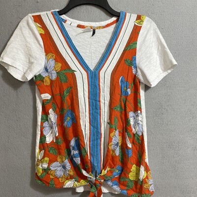 Anthropologie Akemi + Kin Sherburne Floral Women's Short Sleeve Tee Top Size XS