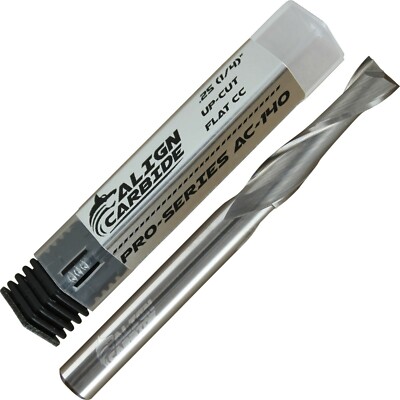 Align Carbide - 1/4'' Up Cut Spiral Plunge Flat 1/4'' Shank Router Bit.