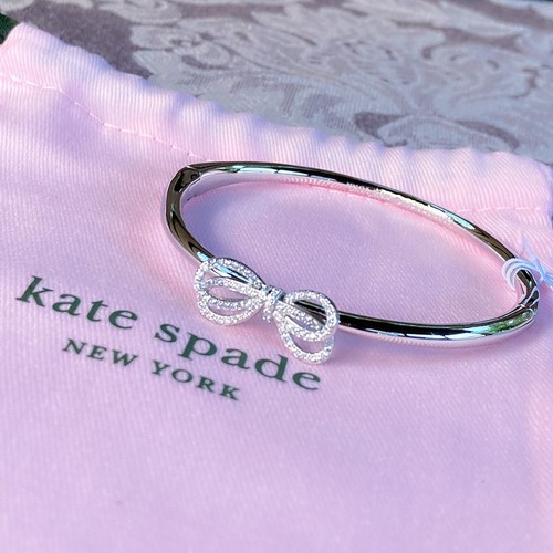 NEW Kate Spade Bow Meets Girl Pave Bangle Silver