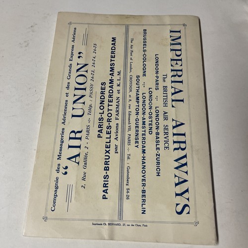 1924 Imperial Air Union AIRLINE TIMETABLE &  Aviation Guide Book In One Rare!!