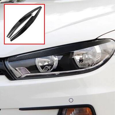 Carbon Fiber Headlight Eyelids Eyebrow Trim For Volkswagen VW Scirocco 2008-2017
