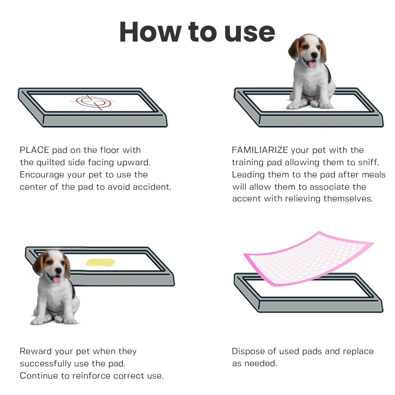Disposable Pet Pads for Dogs 5-Layer Ultra-Absorbent Unscented Pink Training Pad
