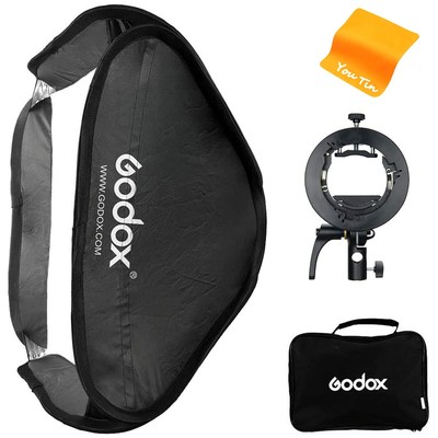 Softbox 32''x32'' with S2 S-Type Speedlite Bracket Bowens Mount Soft Box Kit fo...