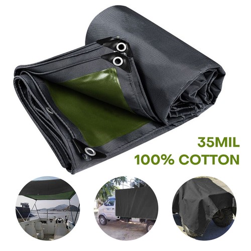 16oz Heavy Duty Canvas Tarp Thick Camping Garden Tarpaulin Cotton Shade Tent