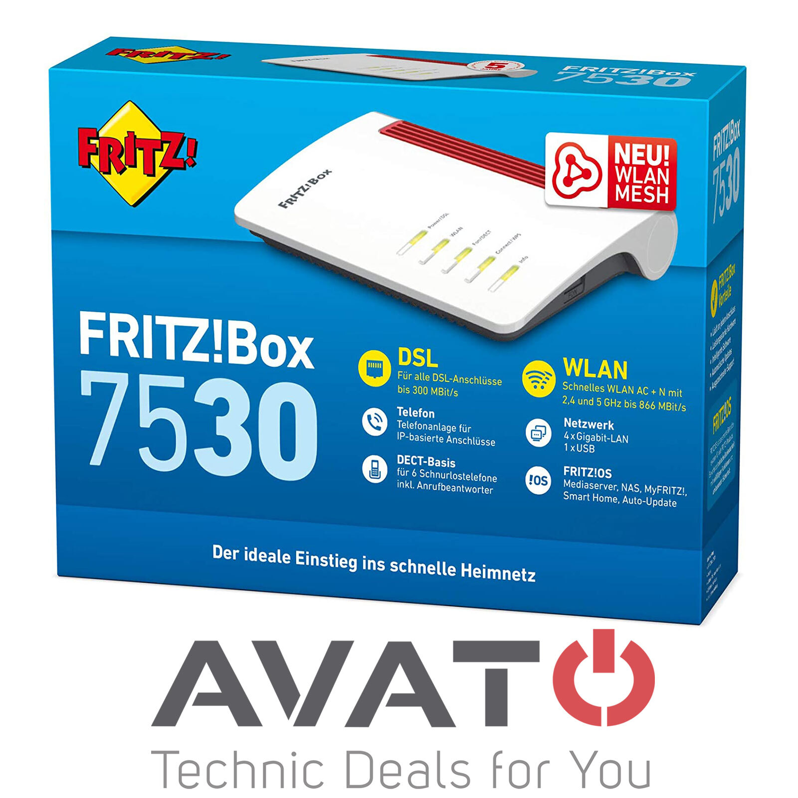 AVM FRITZBox 7530 VDSL DSL Modem MESH DUAL WLAN GIGABIT Router *HÄNDLER*