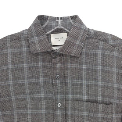 BILLY REID Cotton Merino Wool Standard Fit Long Sleeve Shirt Gray Plaid EUC - XS