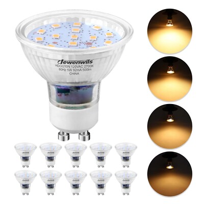 DEWENWILS 10Pack GU10 LED Bulb Dimmable 2700K Warm White - 120°Beam Angle
