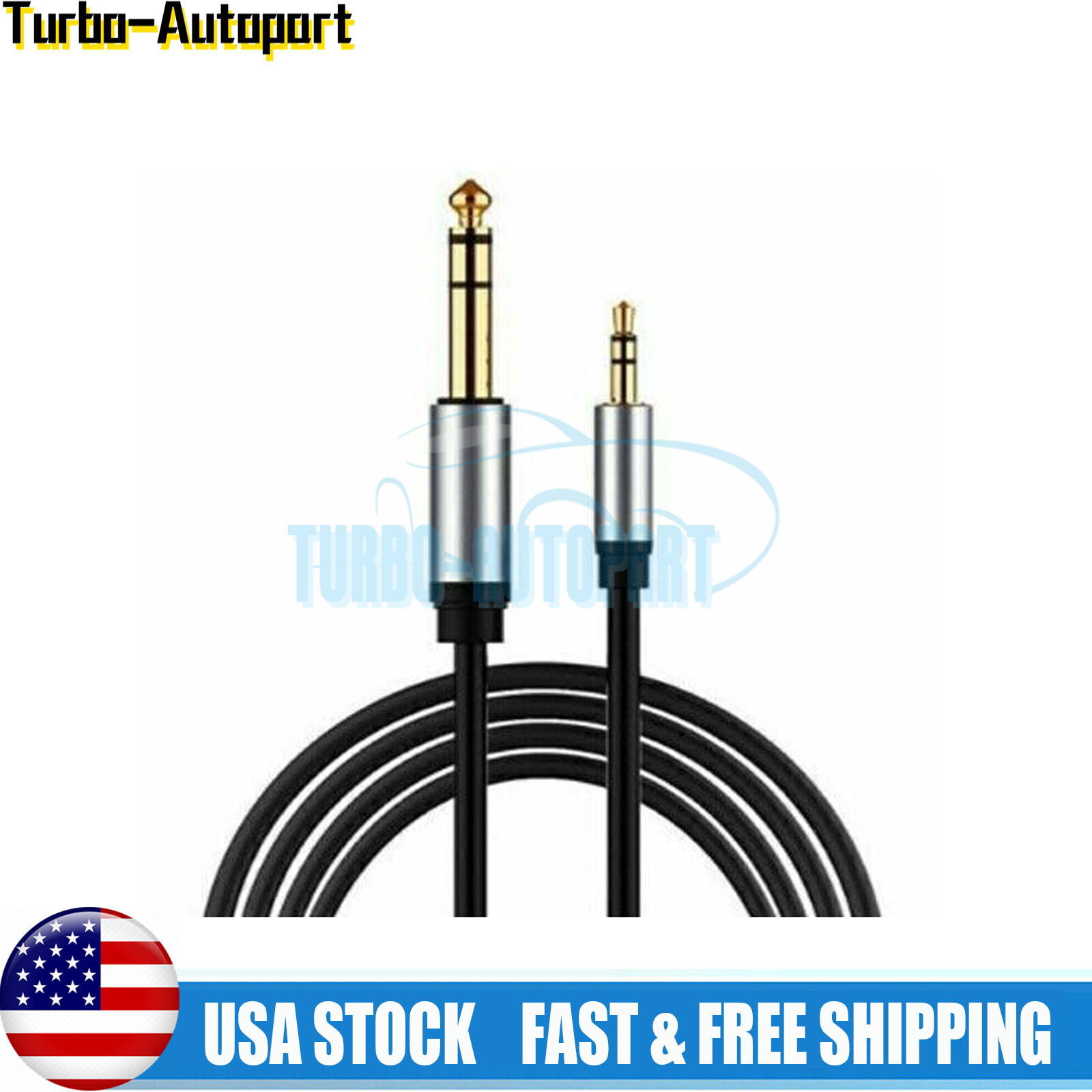 5FT 3.5-6.35mm 1/8" Male - 1/4" Male Stereo Audio Cable For 