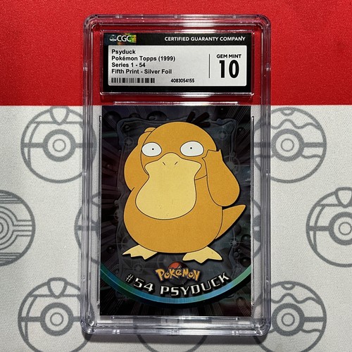 CGC 10 Psyduck Silver Foil Topps #54 1999 Pokemon Card Fifth CGC 10 Psyduck Silver Foil Topps #54 1999 Pokemon Card Fifth