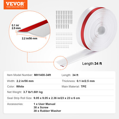 Garage Door Top and Sides Seal Strip 34 FT Universal Weather Stripping