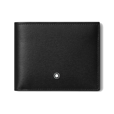 Pre-owned Montblanc Men Wallet  Meisterstück 129242 Slim Bifold In Black Leather For Cards