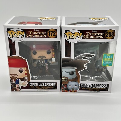 Funko Pop Disney Pirates of The Caribbean Cursed Barbossa 208 & Jack Sparrow 172