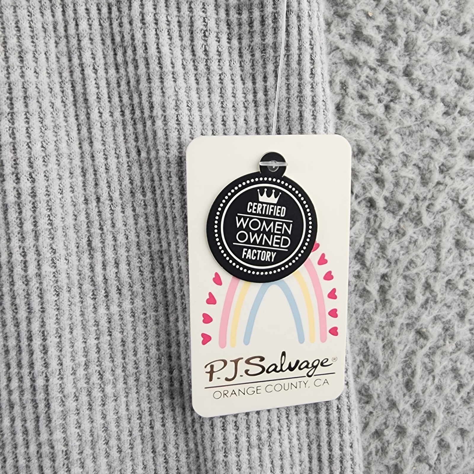 PJ Salvage Cute As A Button Pants Women's XL Gray Heather Waffle Knit Pull On - Picture 5 of 14