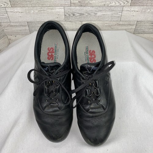 SAS Free Time Men\'s Black Leather Low Top Sneakers Sz 11 SAS Free Time Walking Shoes Black Low Top Perforated Womens  main image 4