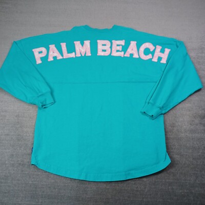 Spirit Jersey Palm Beach Womens Small Green Pasley Logo Pink Trim Casual Relaxed