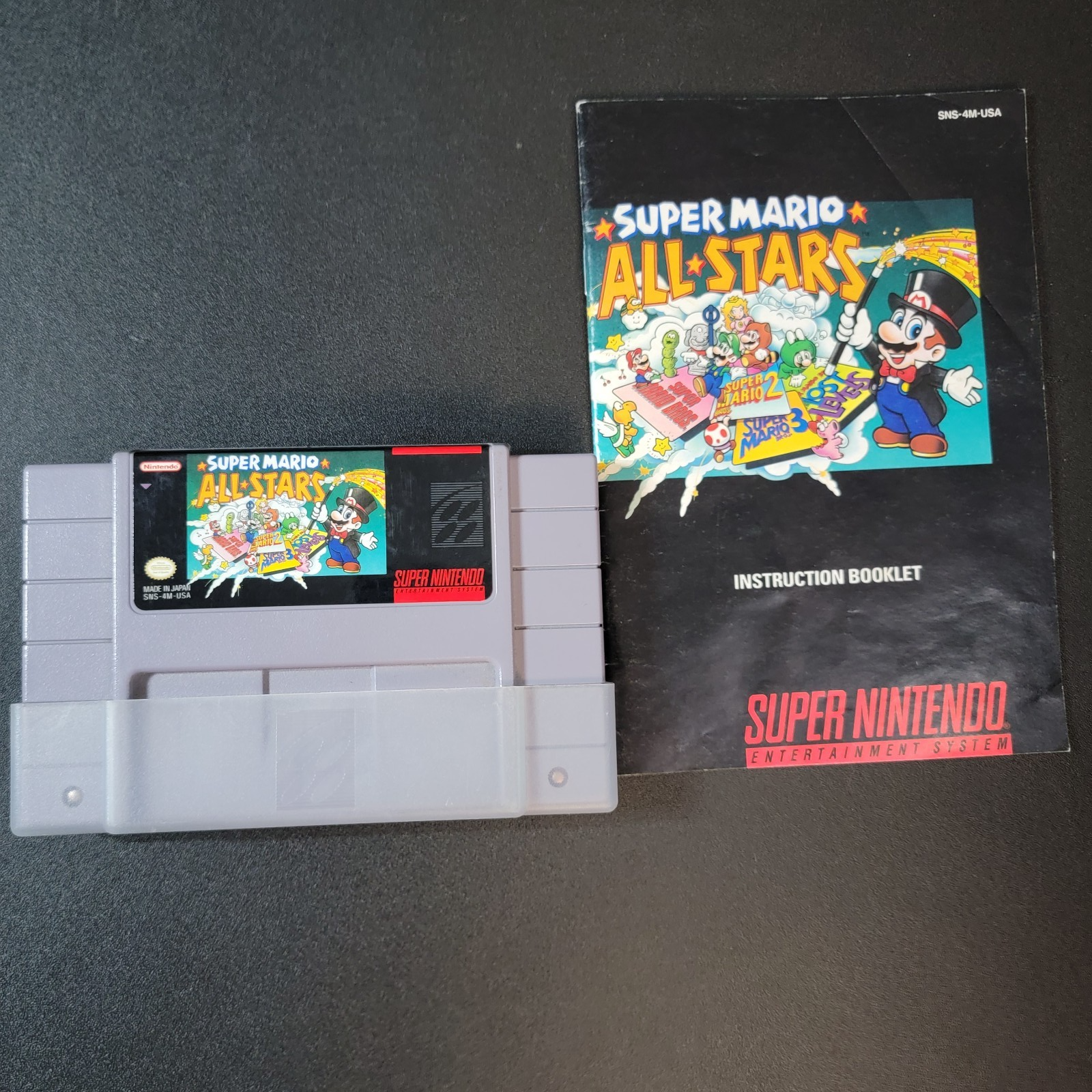 Super Mario All-Stars Super Nintendo SNES Authentic Tested Cart + Manual Booklet