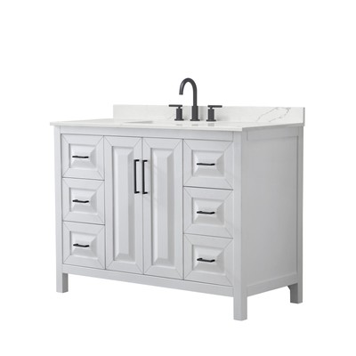 Wyndham Collection WCV252548S-QTZ-US3MXX Daria 48'' - White / Giotto Quartz Top /