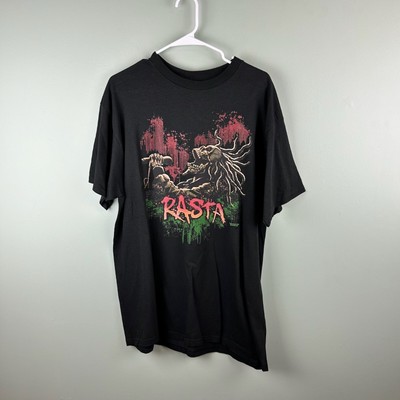 NWOT Liquid Blue 2011 Rasta Skull Skeleton Mens Black T-Shirt XL Dreadlock Sing