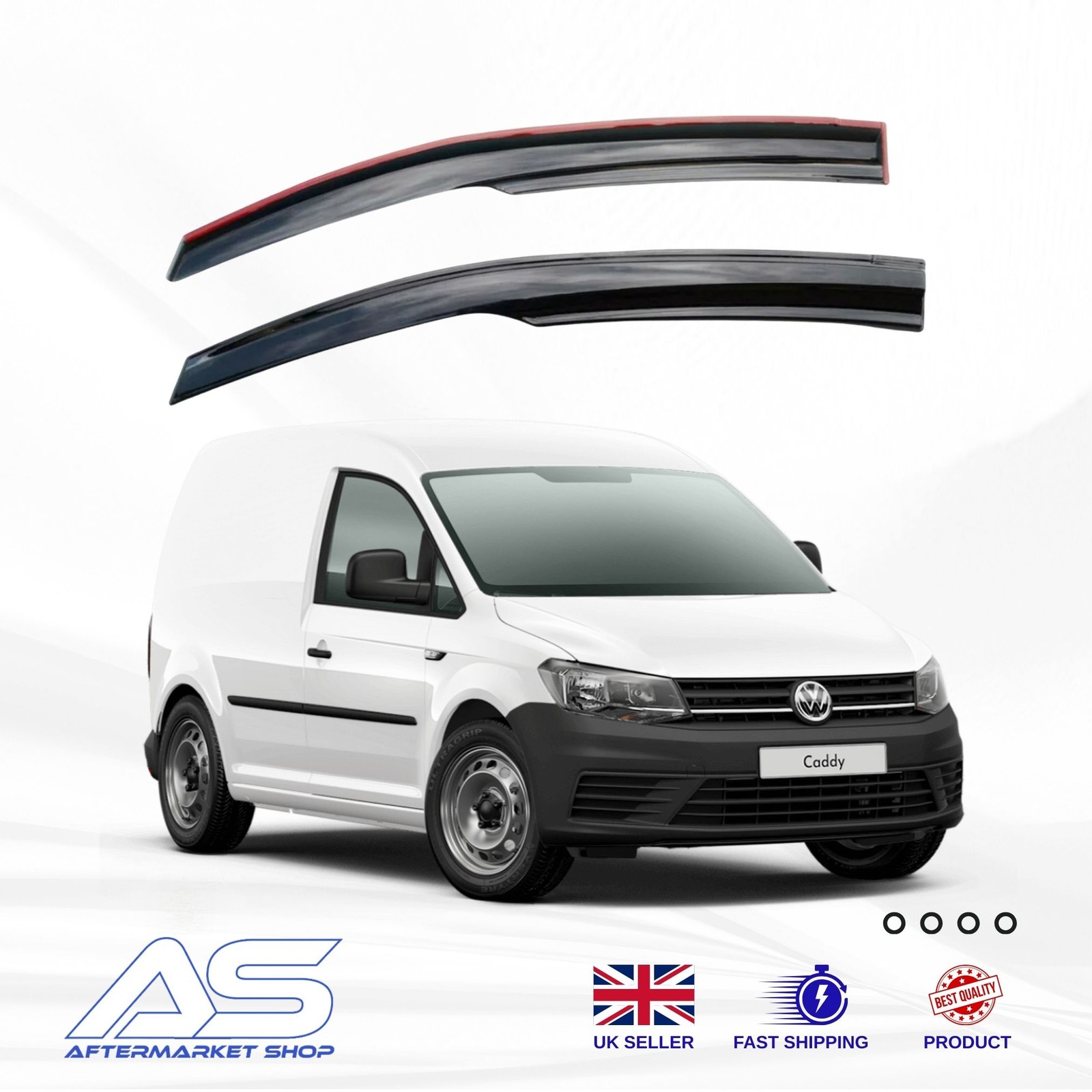 Wind Deflectors for VW CADDY MK3 MK4 2004-2020 Van 2 pcs Set Front Door Black