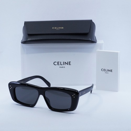 Pre-owned Celine Cl40259i 01a Shiny Black/grey 57-12-140 Sunglasses Authentic In Gray