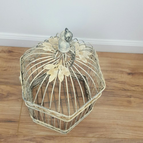 Beautiful Vintage Distressed White  Bird Cage 18