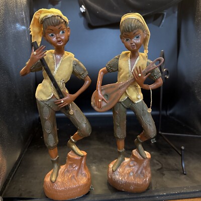 vintage tilso japan Mid Century Pair Of Large 10 1/2 In Musical Elves