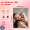 Hartwii 115gsm Thin Glossy Photo Paper 100 Sheets 8.5x11 Inches,Inkjet Printing Paper with Dye Ink for Brochure Printing, Custom Chip Bag Party Favors, Letter Size