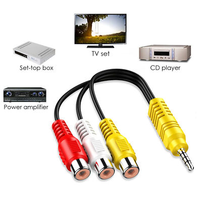 1X Video AV Adapter Cable Replacement For TCL TV, 3RCA To 3.5mm AV Input Adapter