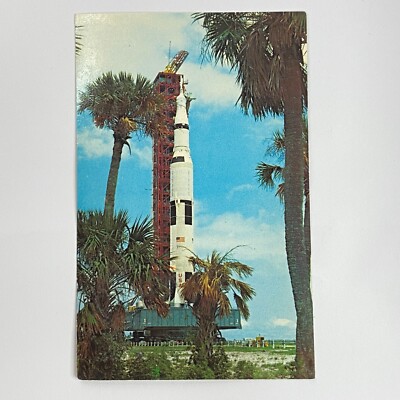 Apollo 11 Saturn V Space Vehicle Kennedy Space Center Florida Chrome Postcard