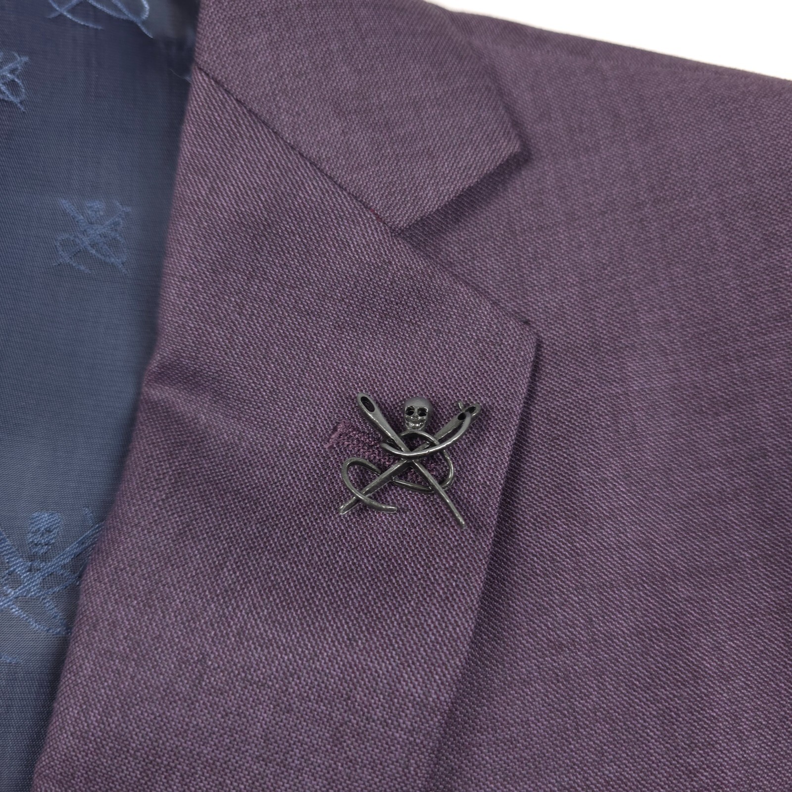 Pre-owned John Varvatos Bleecker Purple Sharkskin Slim Fit Blazer Suit Jacket Mens 42r