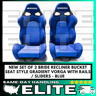 TWO BRIDE Seats Vorga Style Racing Bucket Seat Blue Recliner Carbon Fiber Shell
