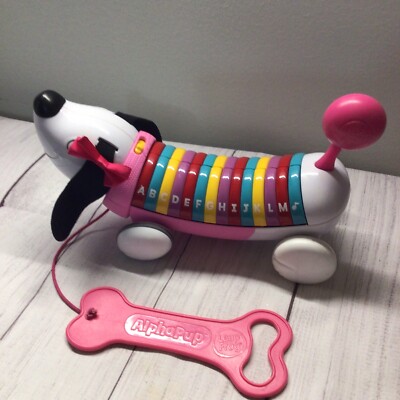 Leap Frog Alpha Pink Pup Musical Talking Alphabet Pull Along Toy  - Works!