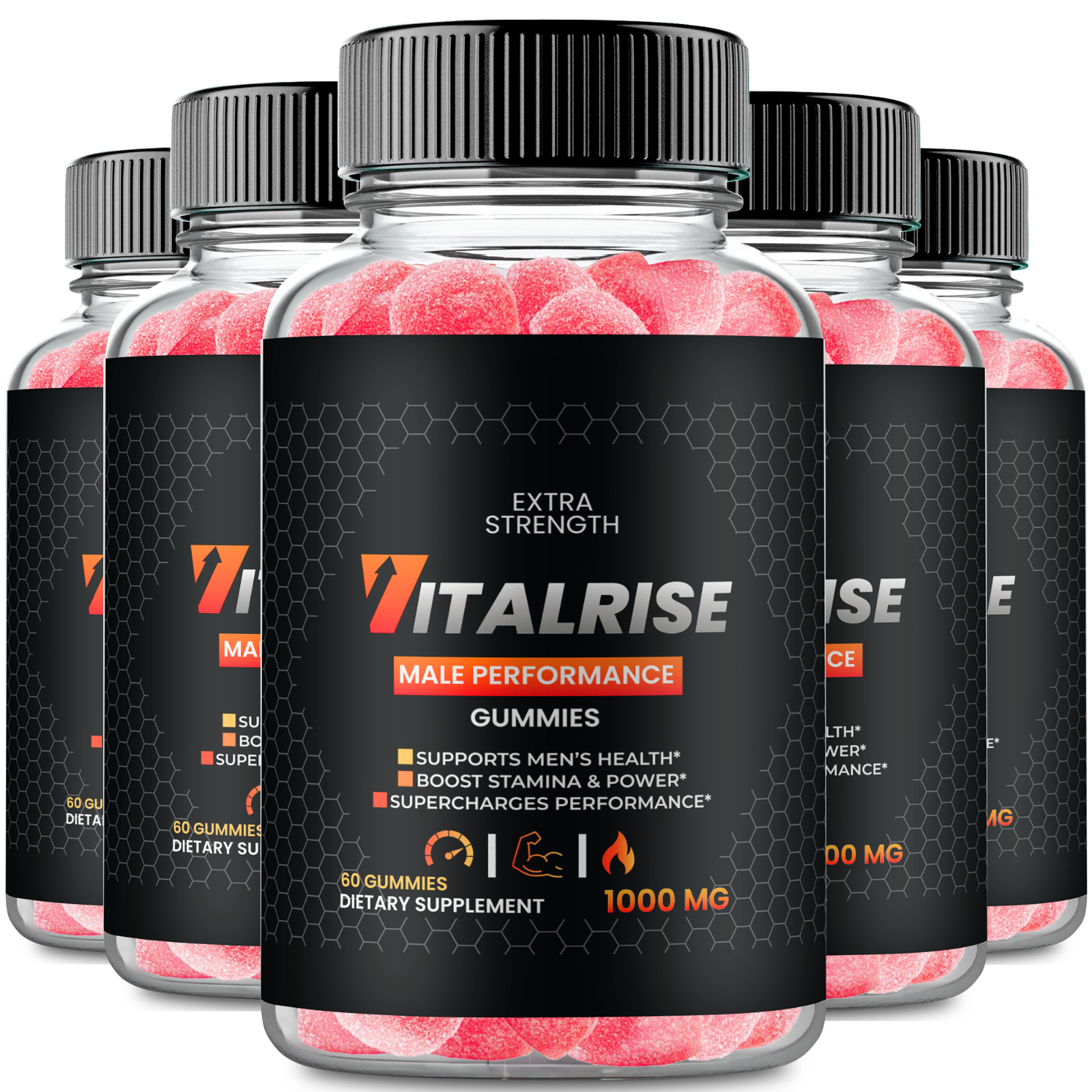 5 Pack) Vita Rise Male Gummies, VitaRise Supports Peak Performance