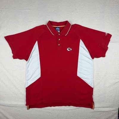 Reebok NFL Kansas City Chiefs Polo Shirt Mens Large Red White Short Sleeve 1035A