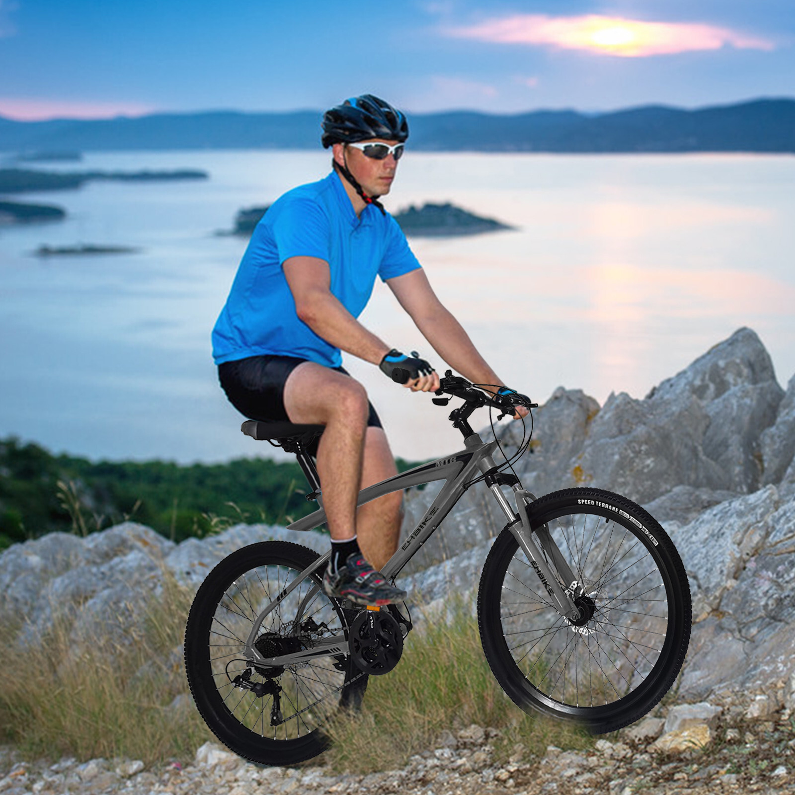 Mountain Bike Silver Aluminum Alloy Frame Disc-Brake 26-Inch