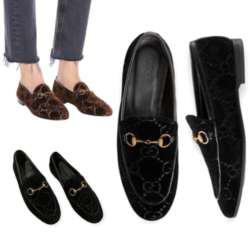GUCCI Jordaan Velvet GG Horsebit Loafer Black Size 36 US 6 GUCCI Jordaan Velvet GG Horsebit Loafer Black Size 36 US 6