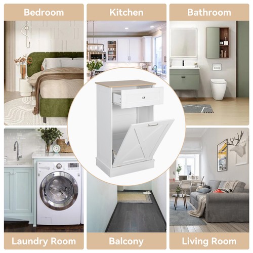 ELECWISH Kitchen Storage Tilt Out Trash Can Cabinet dual purpose with Drawers