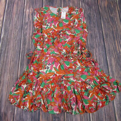 Marine Layer NEW NWT Womens XL Red Green Floral Laney Mini Dress Tie Waist