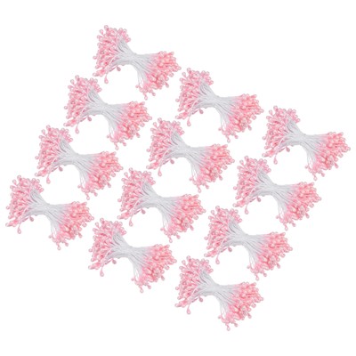 1800-Pack 3mm Mini Double Heads Artificial Flower Stamen Pistil [Orange Pink]