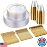 SUT 150 PCS Gold Plastic Dinnerware Set, Clear Gold Party Pack with Cups, Includes: 25 Dinner Plates, 25 Dessert Plates, 25 Cutlery, 25 Cups, Perfect for Wedding and Shower