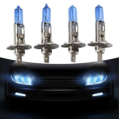 12V 55W H1 Halogen Headlight Bulbs High Performance Bright White Light