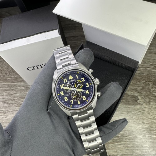 Pre-owned Citizen New✅titanium✅  Eco-drive Garrison Blue Number Dial Men's Watch At2480-57l