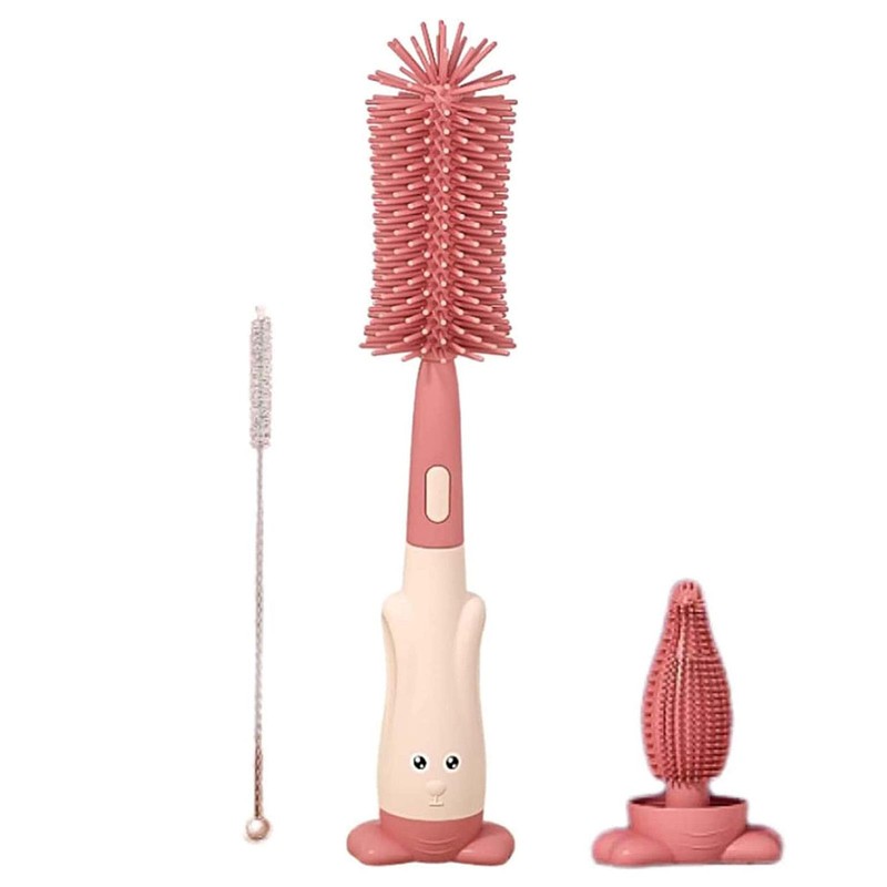 3 in 1 Multi Functional Silicone Bottle Cleaning Brush Kit with Stand